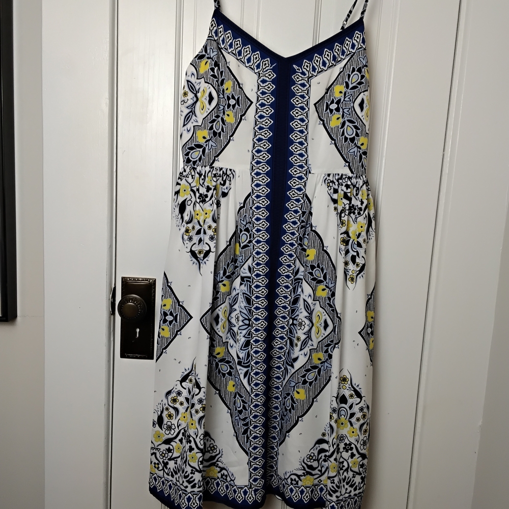 Banana Republic Navy and Yellow Dress. Size 4